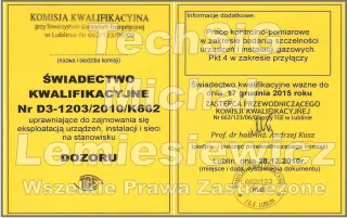 Certyfikat: Uprawnienia D