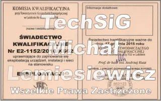 Certyfikat: Uprawnienia E