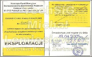 Certyfikat: Uprawnienia E (5)