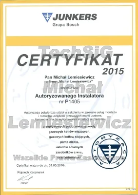 Certyfikat: Junkers 2015